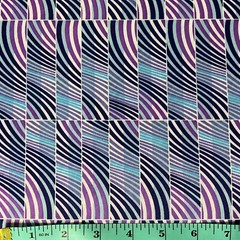 5 1/2 Yards Geometric Striped Curvy Purple Blue Stretch Knit Fabric 60″ W