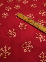 Red White Snowflakes Christmas Gold Border Print Cotton Fabric 3 Yds 20″ x 45