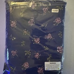 Floral Rose Liquid Sateen Fabric 3.11 Yards 60″ Navy Blue Slinky Fluid Drape