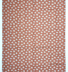 VTG Nosegays On Birdseye Blue White On Rust Debut Designs Cotton Fabric 2.7 YDS