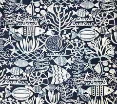 5 Yds Richloom Solarium Seagate Marine 54″ Wide 100% Polyester Outdoor Navy Fish