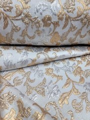 Metallic Brocade Floral Swirls Fabric Shiny Sold By The Yard SILVER GOLD FOR DRE