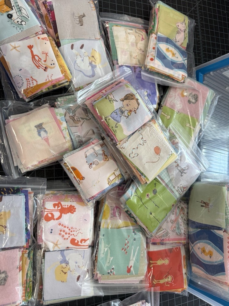 Heather Ross Fabric 125 Pc Mini Charm Set Rotary Cut W/Rare & HTF Pieces
