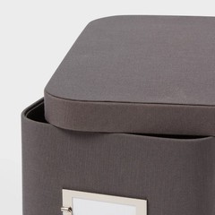 Small Decorative Fabric Box Charcoal: Rectangle