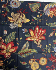 Jay Yang Design Floral Jacobean Upholstery Cotton Fabric 54″ X 162″ Navy Blue