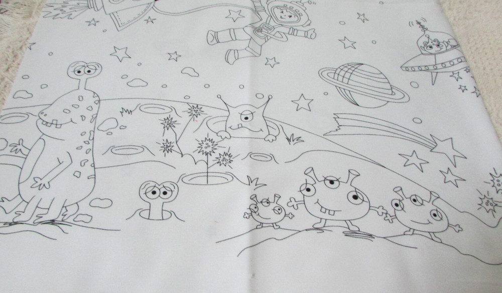 Michael Miller Color Me “SPACE ADVENTURE” Cotton Fabric Panel 36″ X 45″ NEW