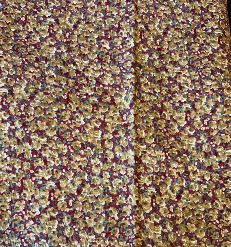 1 /2 Yard English Collection Maroon Floral 100% Cotton Fabric 44” Wide