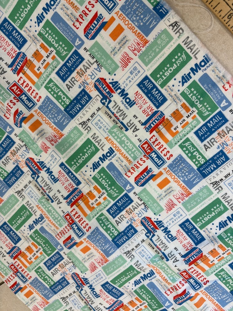 Vacation Air Mail Fabric 100% Cotton by Makower UK, 35×42″