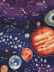 SPACE Cotton Fabric Panel Wall Hanging Quilt Avlyn Planets Solar System Science