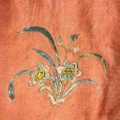 Antique Chinese Embroidered Silk Floral Pattern, Birds Theme