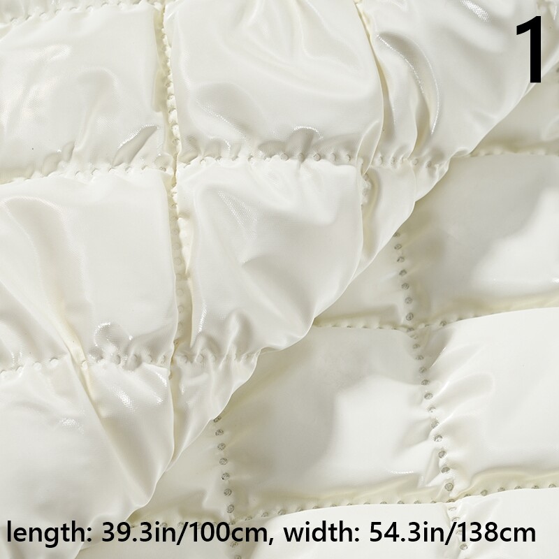 1M Wet Look Faux Leather Padded Fabric PU Quilted Cloth Puffer Coats Sewing