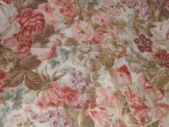 Stroheim & Romann, Fennick, Screen Print Floral, BTY, Color Carnelian and Green