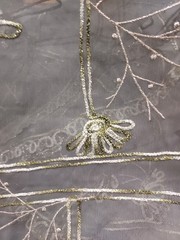 Embroidered Chiffon Fabric With Silver Mettalic Thread