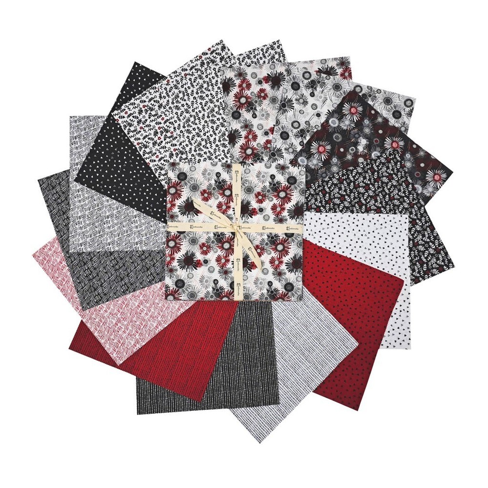 Merlot 5″ charm pack wine and black floral Quilt Fabric Flowers Clothworks