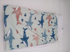 Shark Print Plush Minky Microfiber Fabric 60″ x 106″ Mint Kids