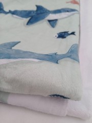Shark Print Plush Minky Microfiber Fabric 60″ x 106″ Mint Kids