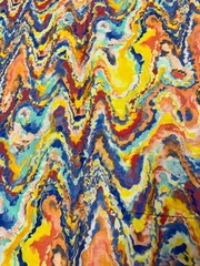 FUSION BY JEFFREY MARC Blue Orange 1 yard 100% Cotton Fabric Free Ship SBB
