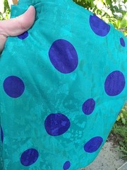 silk fabric 45×140″ polka dot teal / green & purple