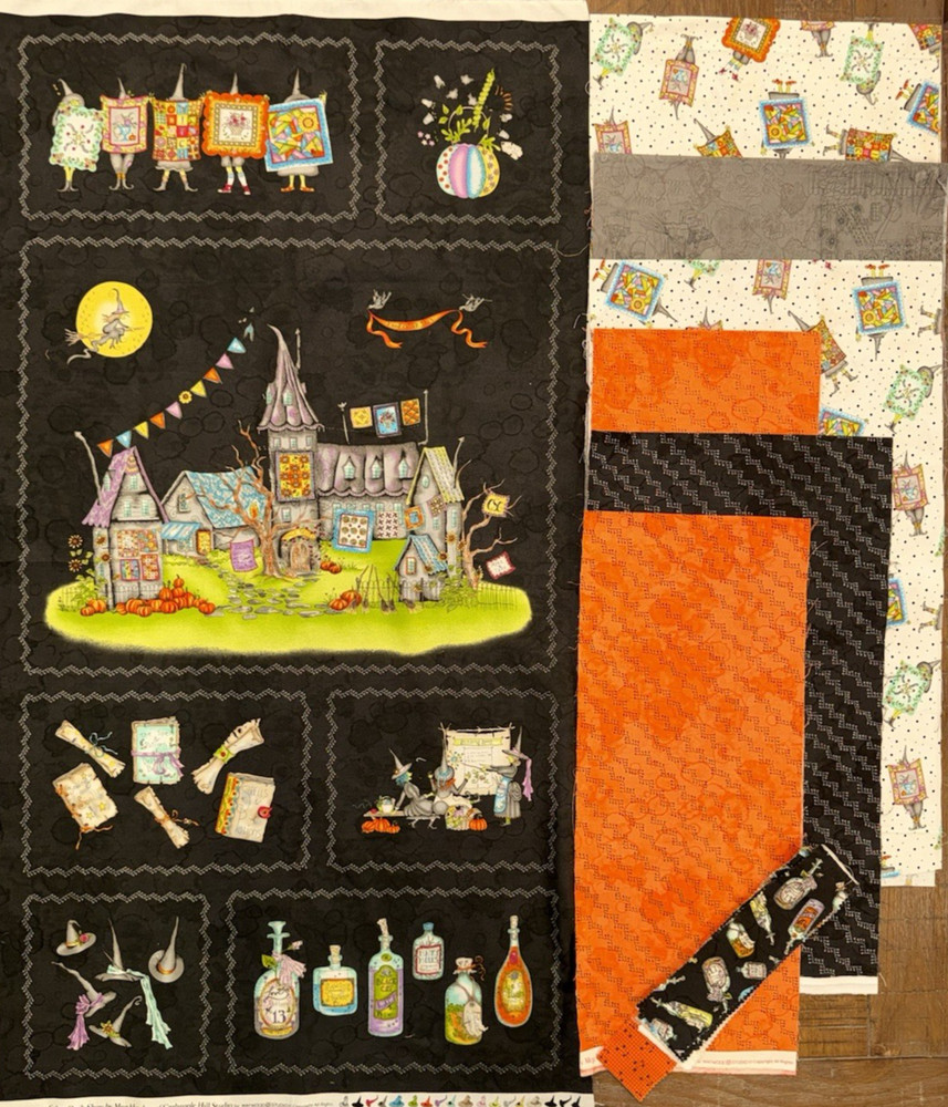 2.75 yds Salem Quilt Show HALLOWEEN fabric Meg Hawkey Witch Panel potions kit
