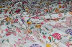 Indian 10Yard New Hand Block Print White Floral Cotton Craft Sewing Dress Fabric