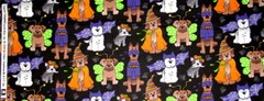 Halloween Puppy Dog Animals in Costumes Black Cotton Fabric Traditions By Yard