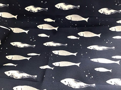 Navy Fish Outdoor Fabric Upholstery Pillow Deck Chair Cushion 2.5 Yard Lot