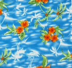 Blue Tropical Floral Flower Print Fleece Fabric – 60″ Wide – Sold by The Yard