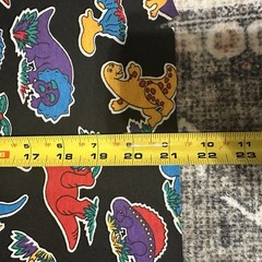Vintage 80s Colorful Dinosaurs Print Fabric Approx. 60” x 18”