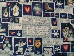 Snow Ice Cream Recipe Snowman Dianna Marcum Marcus Bros BTHY Blue Cotton Fabric