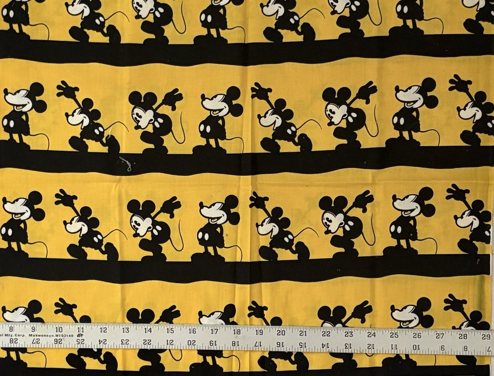VTG Mickey and Minnie Mouse Black & Yellow – 17” x 44” Piece