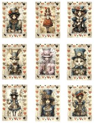 Steampunk Alice In Wonderland MULTI-SIZE SET Cotton Fabric Quilt Blocks