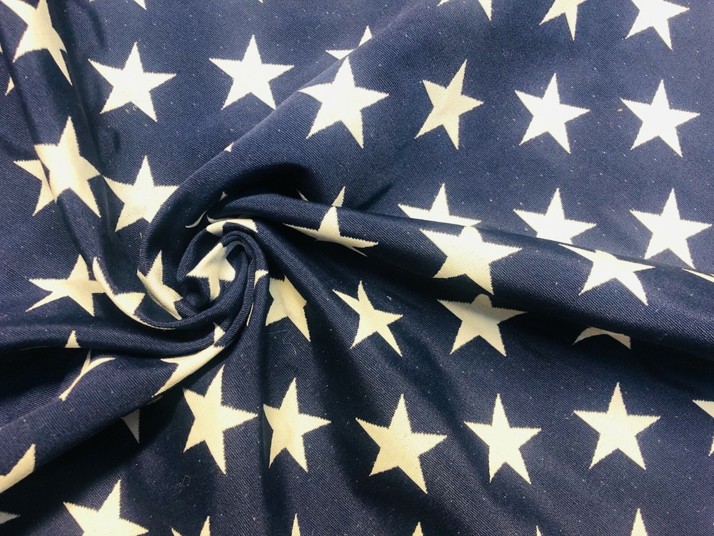Jacquard Double Face Stars Gobelin Christmas Fabric 55″ wide NAVY BLUE & WHITE