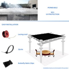 8 FT gray Fabric Roll Sunwind Screen UV Block Shade Cloth patio Yard