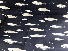 Navy Fish Outdoor Fabric Upholstery Pillow Deck Chair Cushion 2.5 Yard Lot