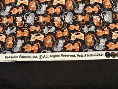Vtg Black Cat Fabric Smiling Kitty Happy Orange Brown Gray 2 Pcs Of 46” x 35”