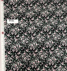 Springtime Bundles Of Pink Flowers On Black Cotton Quilt Craft Fabric Half Yard