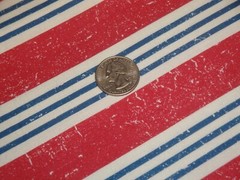 Distressed Red Natural Blue Stripe Combed Cotton Sewing Quilt Apparel Fabric