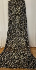100% Silk Chiffon Birds Print Gold Lurex Black Fabric 1 Yard Long and 54″ Wide