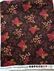 1 1/2 Yds Andover Fabric #9522 Brown Wine Red Pink Floral Leaves Cotton