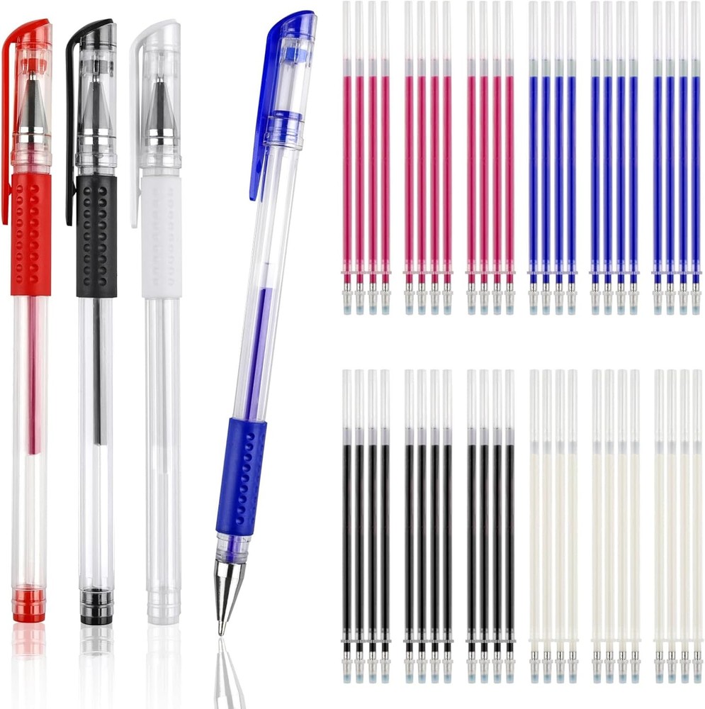 8 Pcs Heat Erasable Pens for 1 Count (Pack of 72), Black, Blue, White, Red