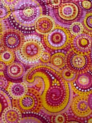 Fabric Lot 4 Yds 12 Ins 44 W Paisley Circles Pink Yellow Coral Cotton Seersucker