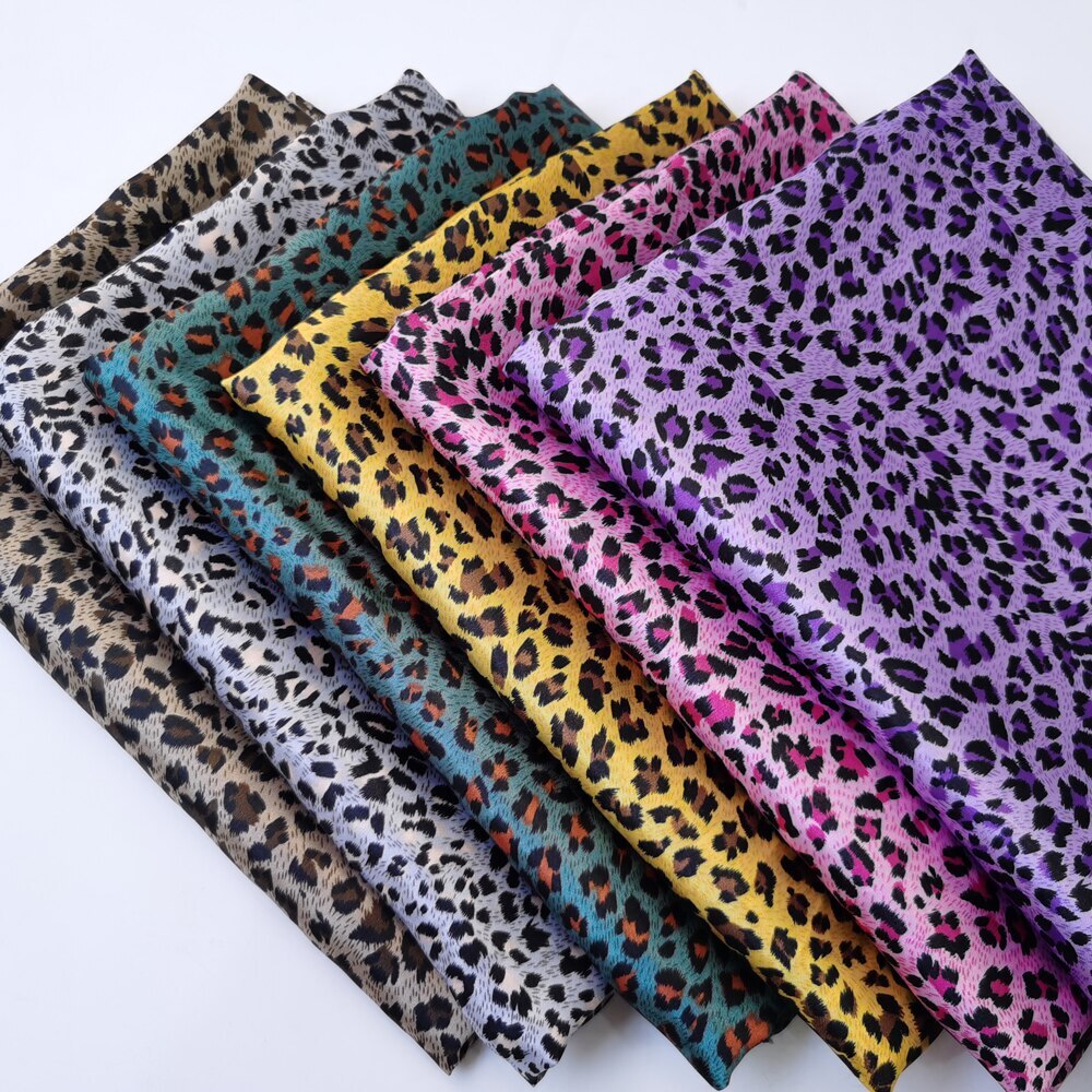 1yard X 1.48meter Africa Leopard Satin Fabric Scarf Gown Pyjamas Material Lining