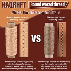 KAQRHFT 0.55 mm Round Waxed Thread, 14 Colors 76 0.55mm 70m, Rainbow Color