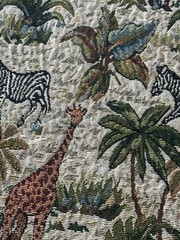 Vintage Jungle Animals Jacquard Woven Tapestry Fabric, 54 x 80 inches