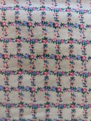 Vtg Micro Flowers Vine Cotton Fabric Trellis Lattice 42 x 2 1/3 Yds Cottagecore