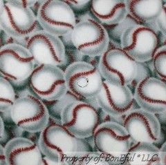BonEful Fabric Fleece BT2Y 2 Yard VTG Soft*ball Girl Baseball Boy White Red Dot