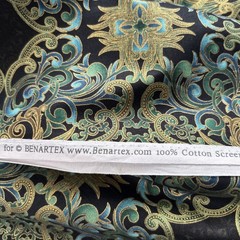Paula Nadelstern Opulence Benartex Black Gold Turquoise Cotton Quilting Fabric
