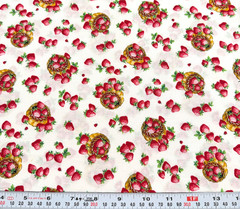 Vintage Fresh Pickin’s Artistic Expressions Strawberries Cotton Remnant 9″ x 42″