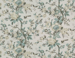 THIBAUT CURTAIN FABRIC DESIGN Nemour 3.6 METRES BEIGE/AQUA ENCHANTMENT COLL