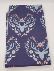 ^Camelot Design Studio Meadow 1 yd 37″ x 44″ Deer head antlers flowers blue